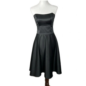 Vtg Y2K Be Smart Satin Strapless Dress Sz 5/6 Fit & Flare Whimsigoth Pinup Retro